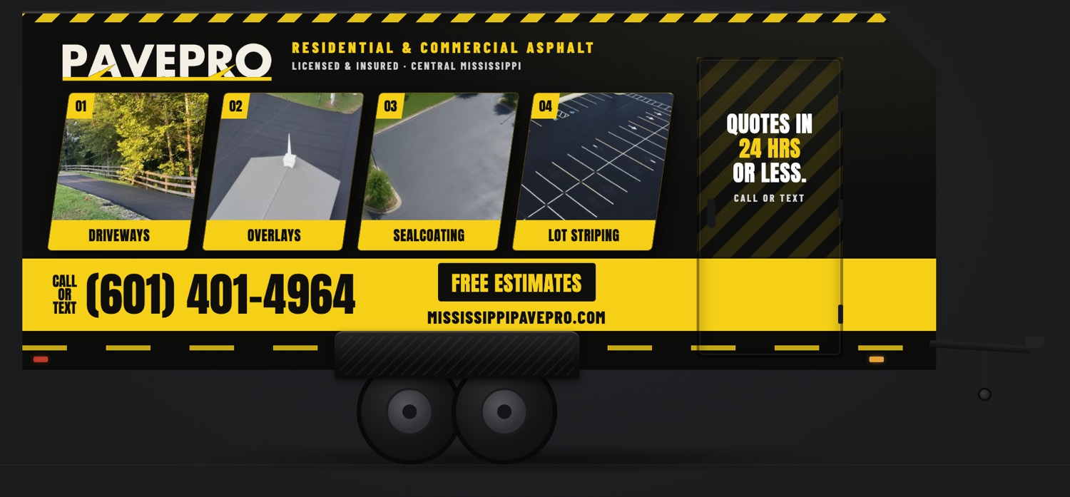 Passenger side of the PavePro trailer wrap